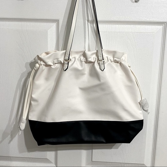 NEW! Victoria Secret Side Cinch Tote Cream Black Pink - Picture 6 of 7